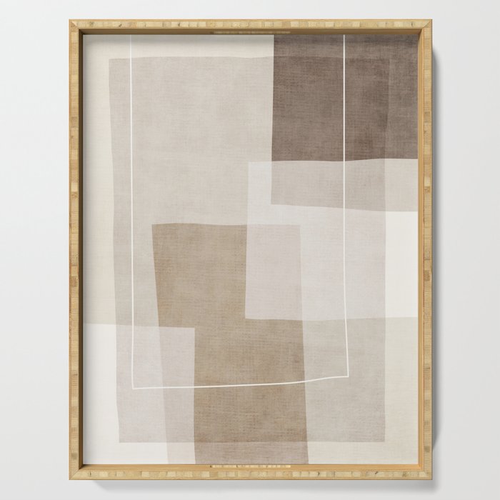Neutral Minimalism Beige Tan Sand Abstract Artwork Serving Tray Gallery Image 1