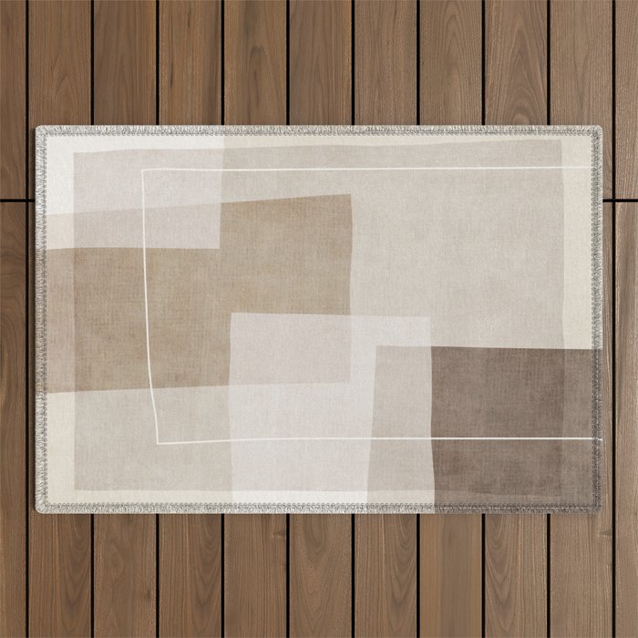 Neutral Minimalism Beige Tan Sand Abstract Artwork Outdoor Rug Gallery Image 1