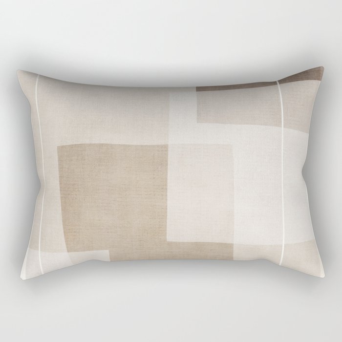 Neutral Minimalism Beige Tan Sand Abstract Artwork Rectangular Pillow Gallery Image 2