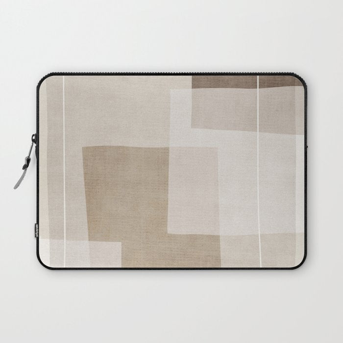 Neutral Minimalism Beige Tan Sand Abstract Artwork Laptop Sleeve Gallery Image 1