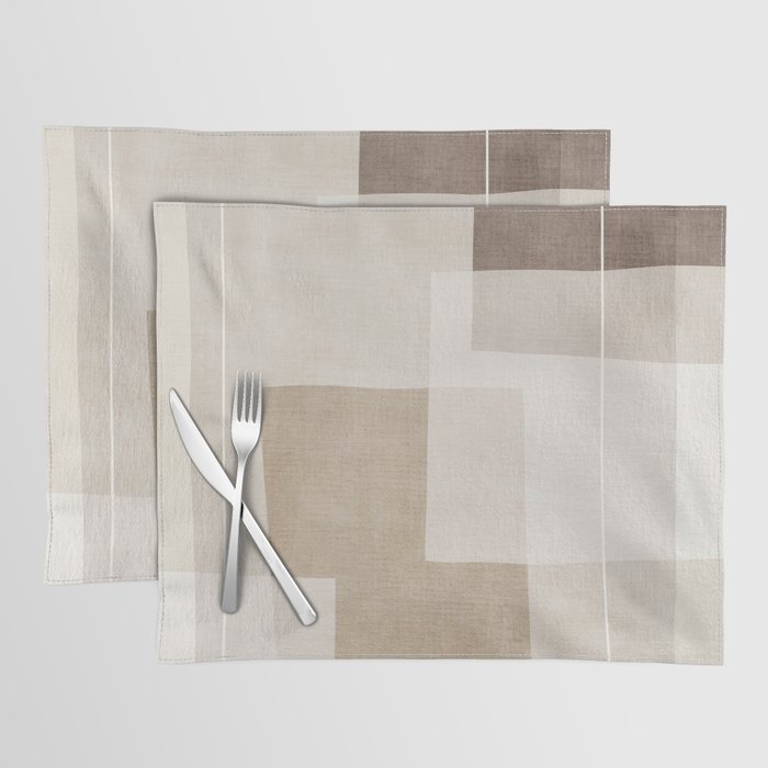 Neutral Minimalism Beige Tan Sand Abstract Artwork Placemat Gallery Image 1