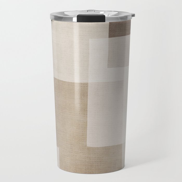 Neutral Minimalism Beige Tan Sand Abstract Artwork Travel Mug