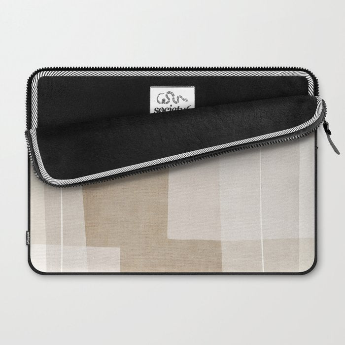 Neutral Minimalism Beige Tan Sand Abstract Artwork Laptop Sleeve Gallery Image 2