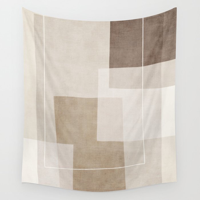 Neutral Minimalism Beige Tan Sand Abstract Artwork Wall Tapestry Gallery Image 4