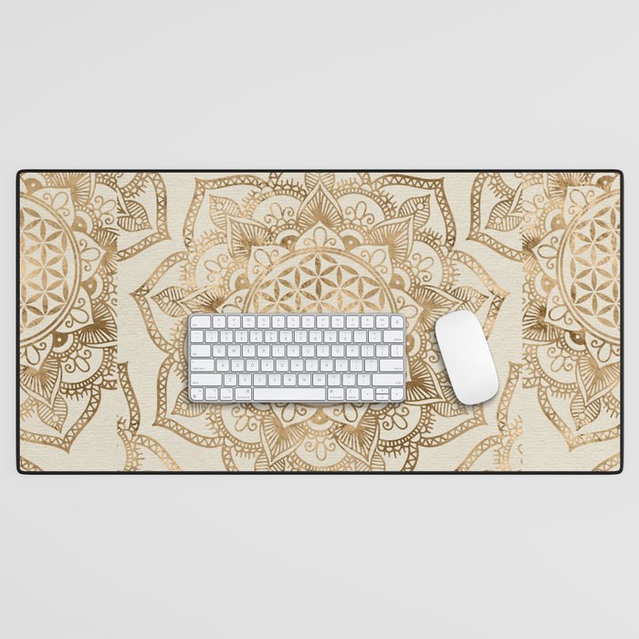 Flower of Life in Lotus - pastel golds and canvas Desk Mat Gallery Image 1