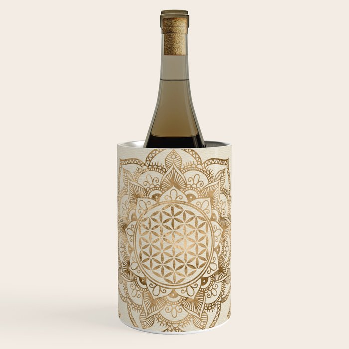 Flower of Life in Lotus - pastel golds and canvas Wine Chiller Gallery Image 1