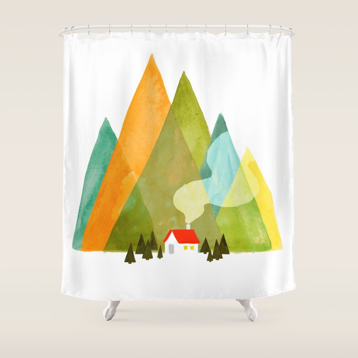 House at the foot of the mountains Shower Curtain Gallery Image 1