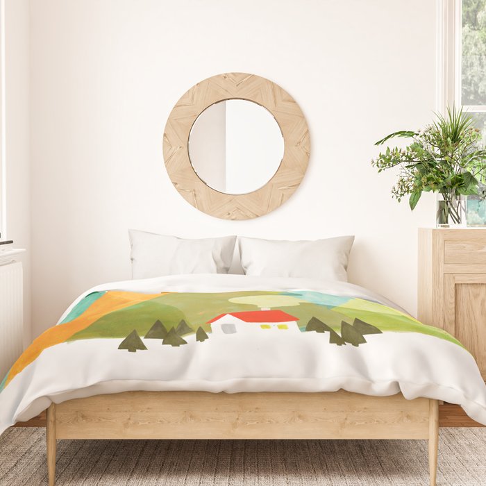House at the foot of the mountains Duvet Cover Gallery Image 3