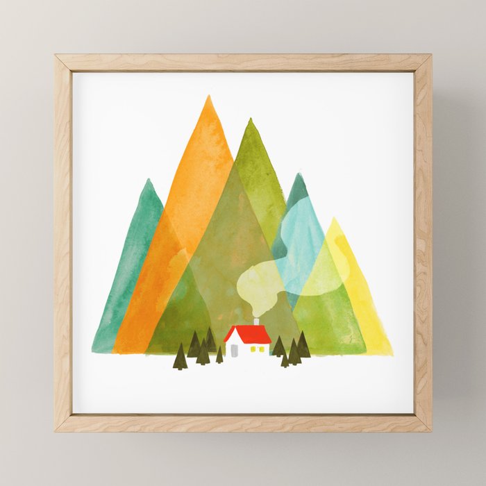House at the foot of the mountains Mini Art Print Gallery Image 1
