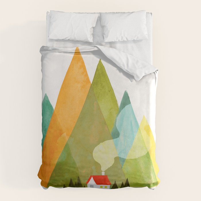 House at the foot of the mountains Duvet Cover Gallery Image 6