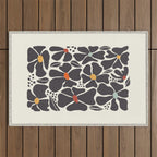Abstract Black Florals Outdoor Rug Gallery Image 1