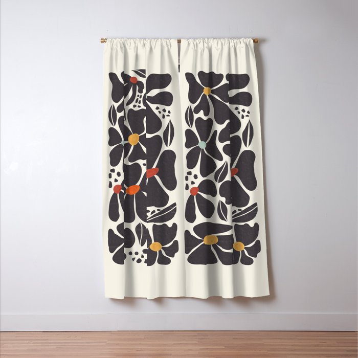 Abstract Black Florals Window Curtain Gallery Image 3