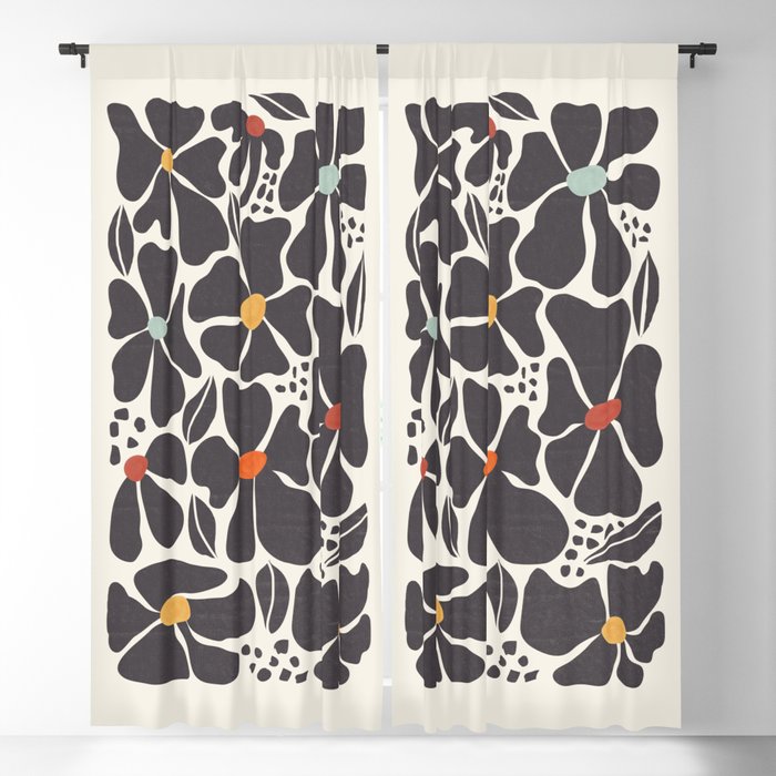 Abstract Black Florals Window Curtain Gallery Image 5