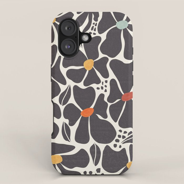 Abstract Black Florals iPhone Case Gallery Image 1