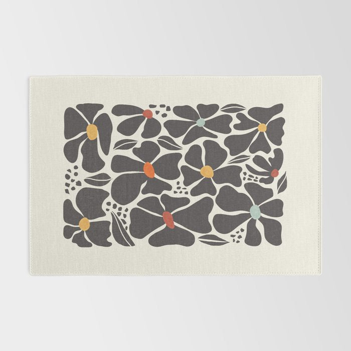 Abstract Black Florals Rug Gallery Image 2