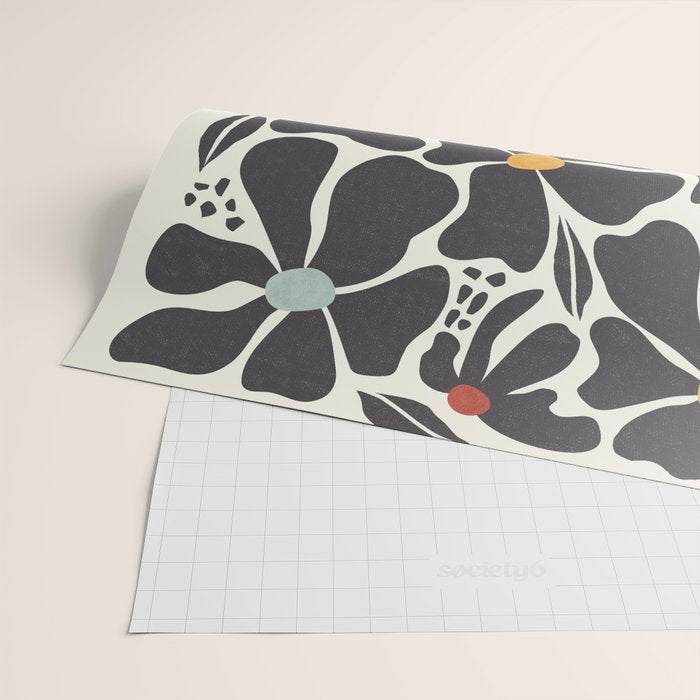 Abstract Black Florals Wrapping Paper Gallery Image 2