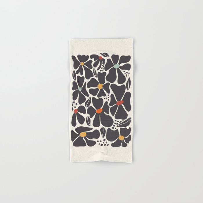 Abstract Black Florals Bath Towel Gallery Image 1