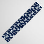 Origami metallic dragon friends // oxford navy blue background metal silver fantasy animals Table Runner Gallery Image 3