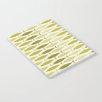 Mid Century Modern Fish Stripe Pattern in Olive Khaki Green Tones Notebook Gallery Image 3