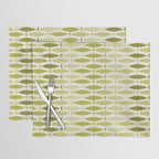 Mid Century Modern Fish Stripe Pattern in Olive Khaki Green Tones Placemat Gallery Image 1