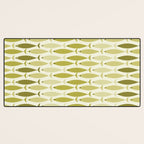 Mid Century Modern Fish Stripe Pattern in Olive Khaki Green Tones Desk Mat Gallery Image 3
