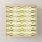 Mid Century Modern Fish Stripe Pattern in Olive Khaki Green Tones Mini Art Print Gallery Image 1