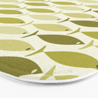 Mid Century Modern Fish Stripe Pattern in Olive Khaki Green Tones Bath Mat Gallery Image 3