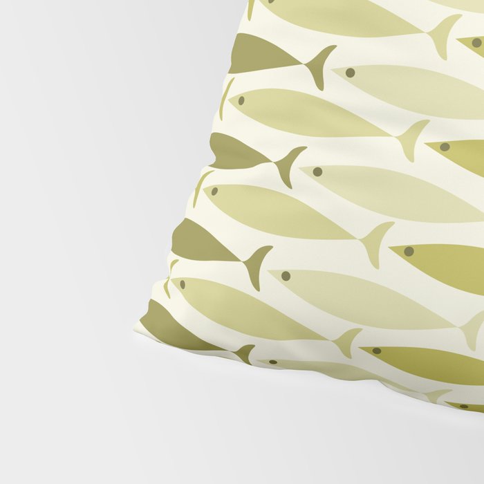 Mid Century Modern Fish Stripe Pattern in Olive Khaki Green Tones Pillow Sham Gallery Image 4