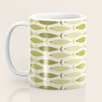 Mid Century Modern Fish Stripe Pattern in Olive Khaki Green Tones Coffee Mug Gallery Image 3