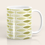 Mid Century Modern Fish Stripe Pattern in Olive Khaki Green Tones Coffee Mug Gallery Image 1