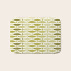 Mid Century Modern Fish Stripe Pattern in Olive Khaki Green Tones Bath Mat Gallery Image 1