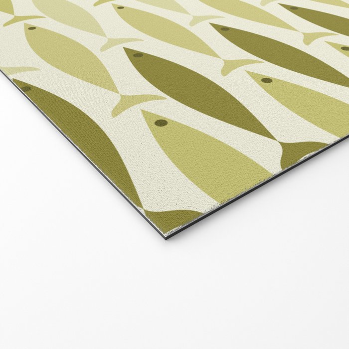 Mid Century Modern Fish Stripe Pattern in Olive Khaki Green Tones Welcome Mat Gallery Image 2