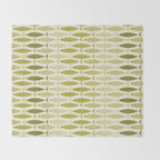 Mid Century Modern Fish Stripe Pattern in Olive Khaki Green Tones Throw Blanket Gallery Image 2