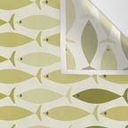 Mid Century Modern Fish Stripe Pattern in Olive Khaki Green Tones Wall Tapestry Gallery Image 3