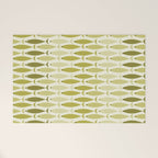 Mid Century Modern Fish Stripe Pattern in Olive Khaki Green Tones Welcome Mat Gallery Image 1