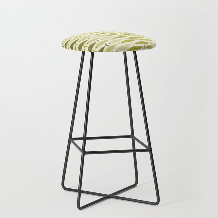 Mid Century Modern Fish Stripe Pattern in Olive Khaki Green Tones Stool Gallery Image 1