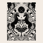 Celestial Unicorn Damask Cream & Black Poster Gallery Image 4