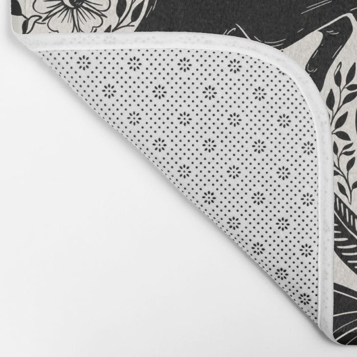 Celestial Unicorn Damask Cream & Black Bath Mat Gallery Image 2