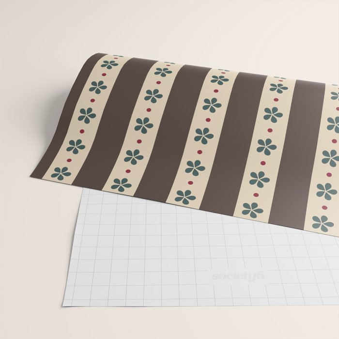 Brown Stripes And Flowers Wrapping Paper Gallery Image 2