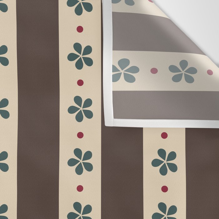 Brown Stripes And Flowers Wall Tapestry Gallery Image 3