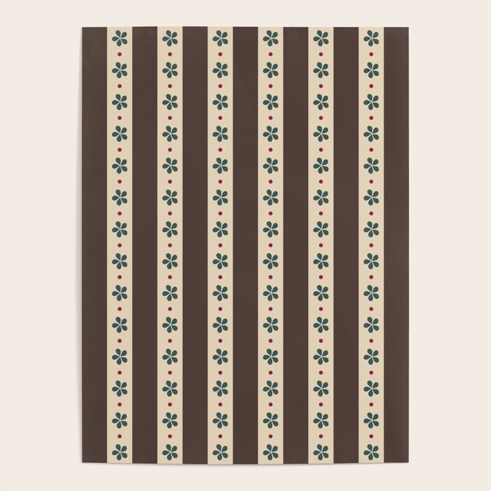 Brown Stripes And Flowers Poster Gallery Image 4