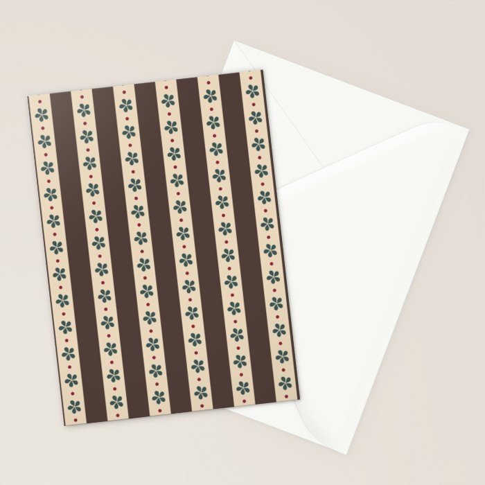 Brown Stripes And Flowers Stationery Card Gallery Image 2