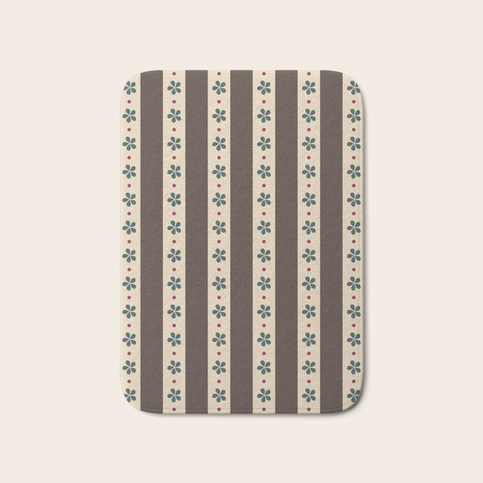 Brown Stripes And Flowers Bath Mat Gallery Image 1