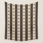 Brown Stripes And Flowers Wall Tapestry Gallery Image 4