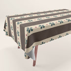 Brown Stripes And Flowers Tablecloth Gallery Image 1