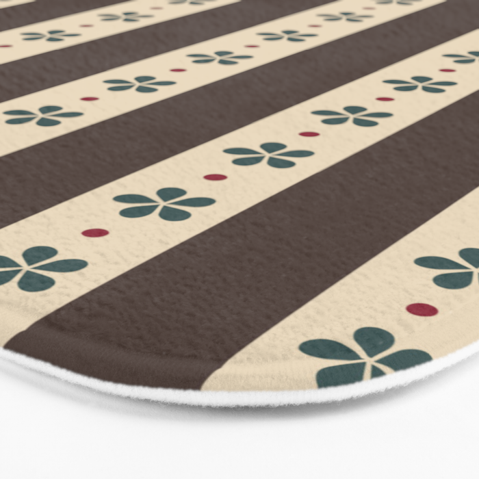 Brown Stripes And Flowers Bath Mat Gallery Image 3