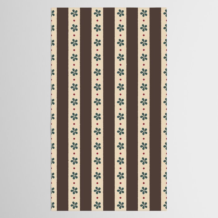 Brown Stripes And Flowers Tablecloth Gallery Image 2