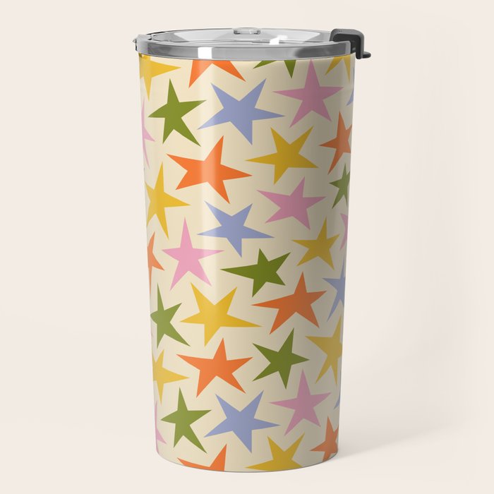 Colorful retro star shape art pattern Travel Mug Gallery Image 2