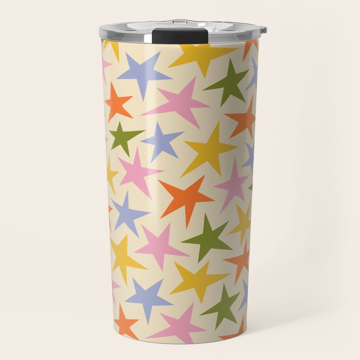 Colorful retro star shape art pattern Travel Mug Gallery Image 1