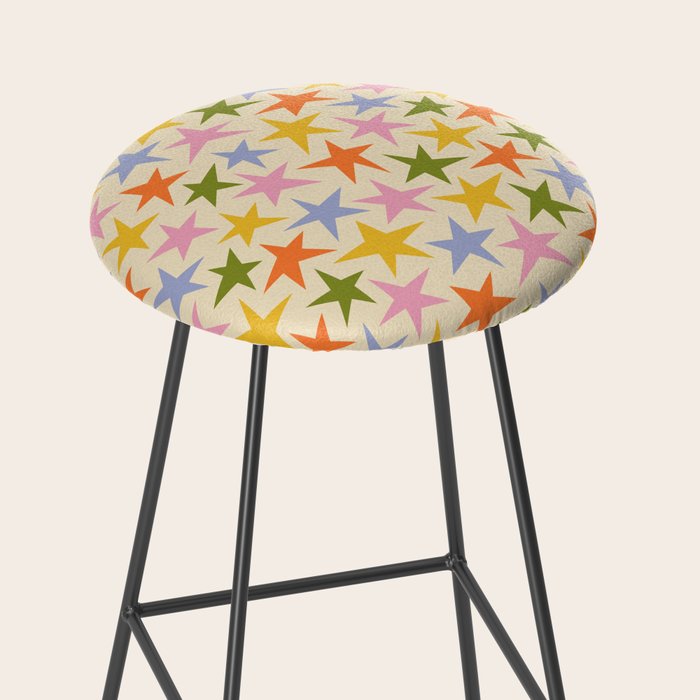 Colorful retro star shape art pattern Stool Gallery Image 2